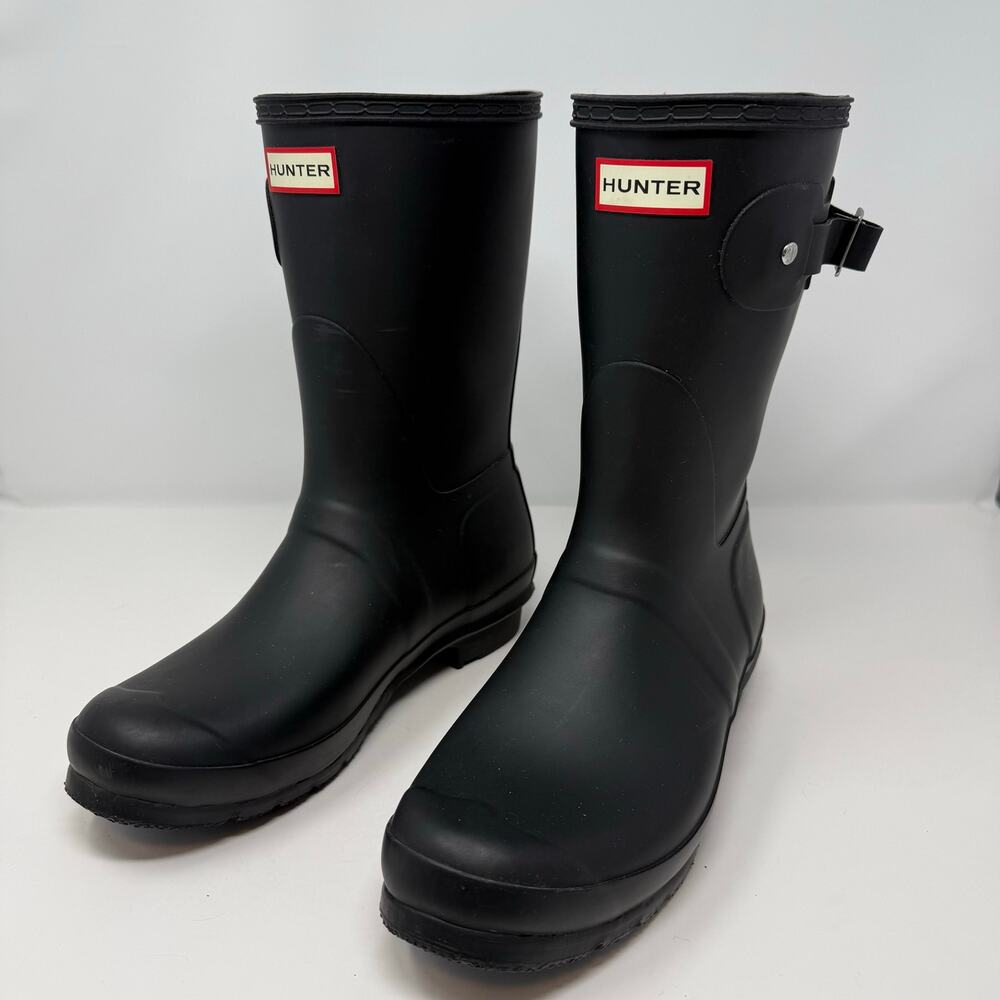 Hunter Original Short Matte Rain Boot Women's 10 Black Fall Booties